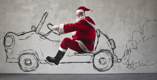 Santa and car